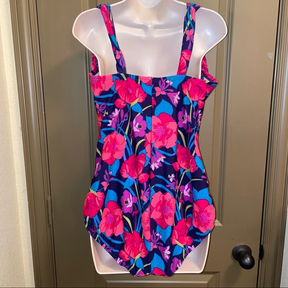Lands' End One Piece Swim Suit Navy Floral 18W - Picture 6 of 12